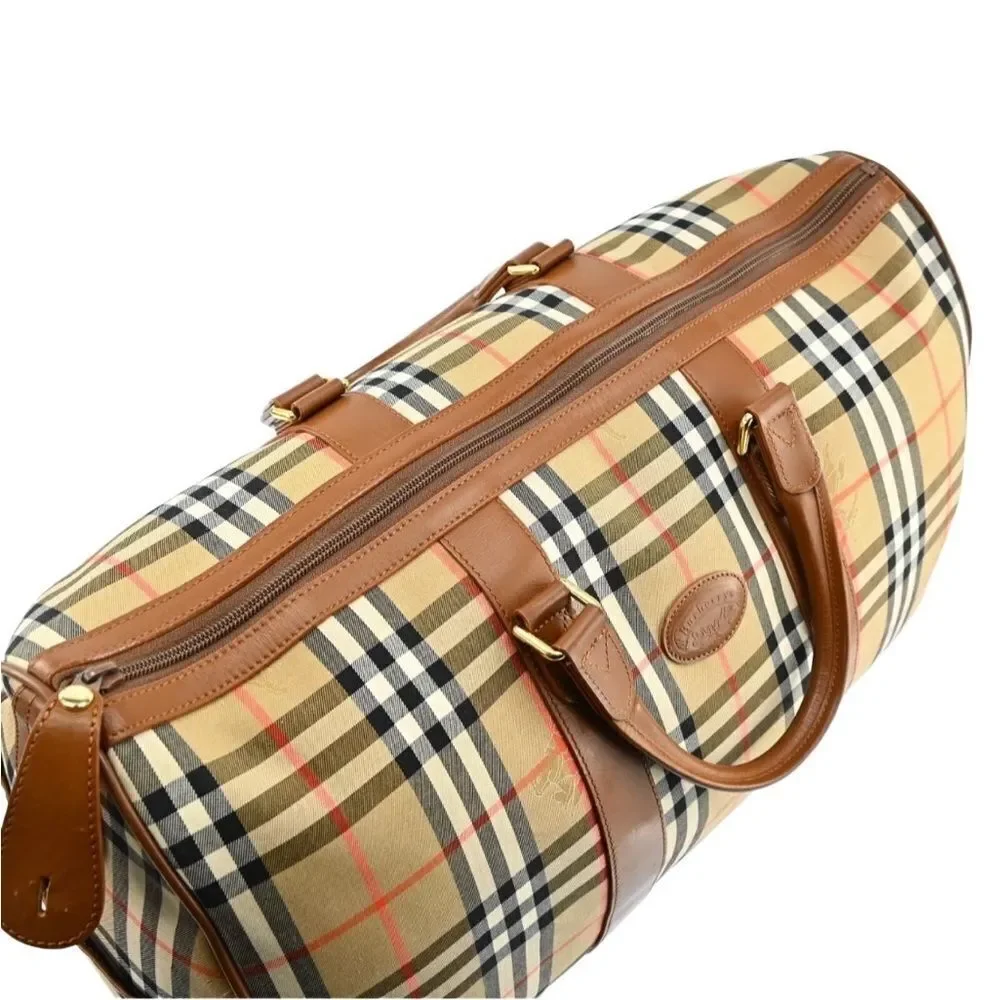 BURBERRY NOVA CHECK Canvas Leather Travel Bag 🧳 50cm